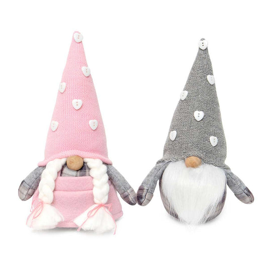 Heart Button Buddies Gnomes Wood Noses 8.5"