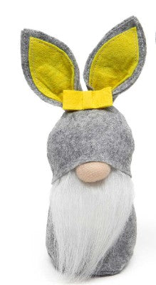 Happy Bunny Gnome with Bow, Bunny Ear Hat Large