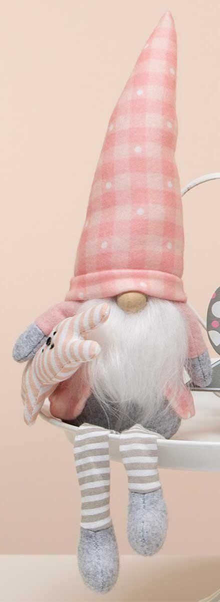 Papa Gnome with Baby Bunny, Wood Nose 16.5