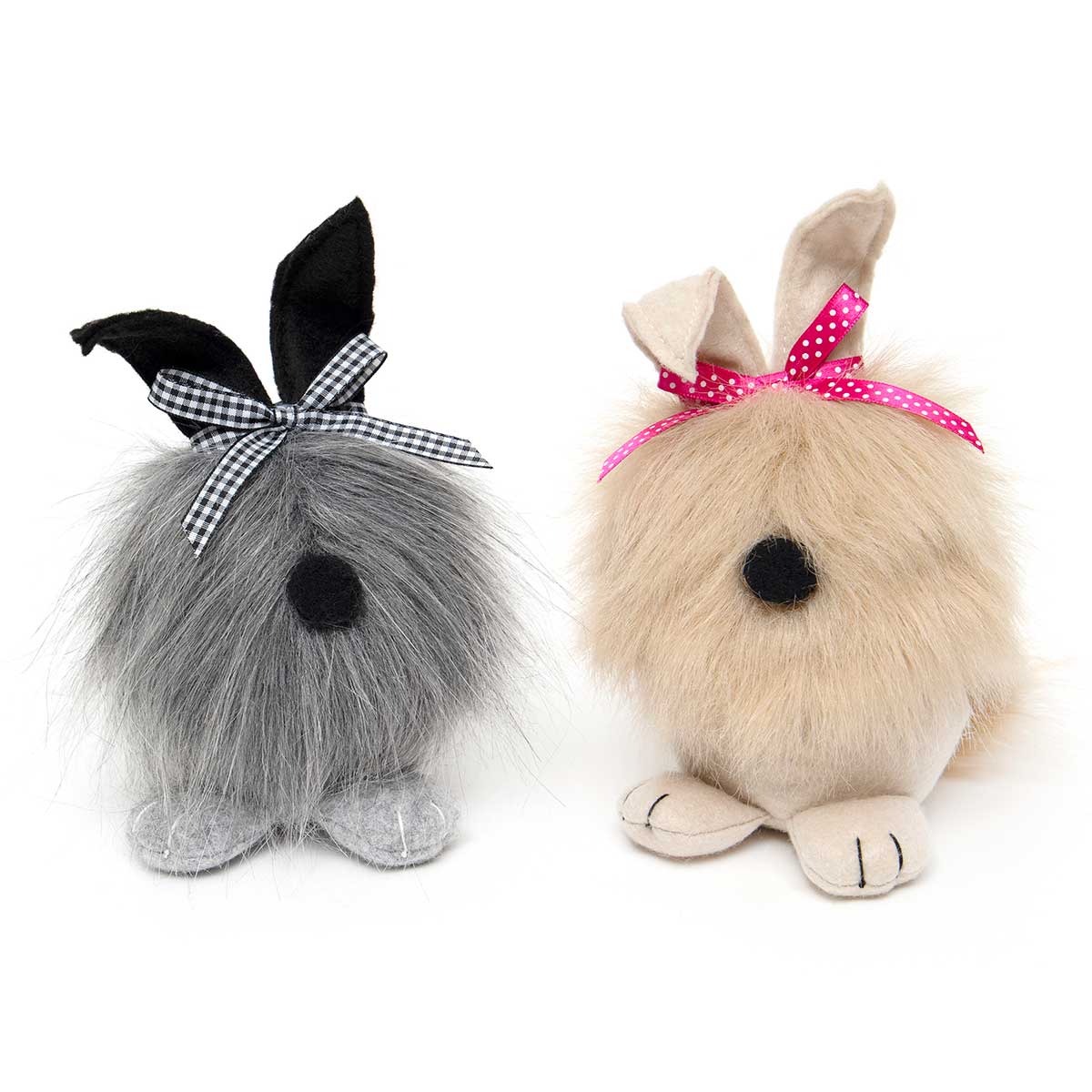 Winnie Gnome Dog with Bow, Feet, Wired Tail 7" Lg Set of 2