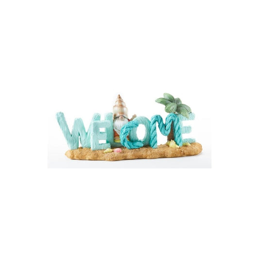 12.4 x 5" Resin Welcome Gnome Sign - Coastal Beach House or Lake Home