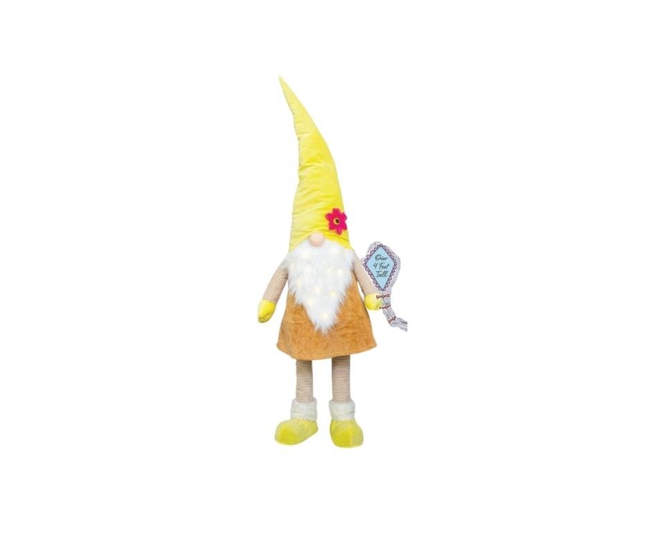 Sunshine Forest Gnome Stander Bobble with LED lights in Beard Over 4ft Tall