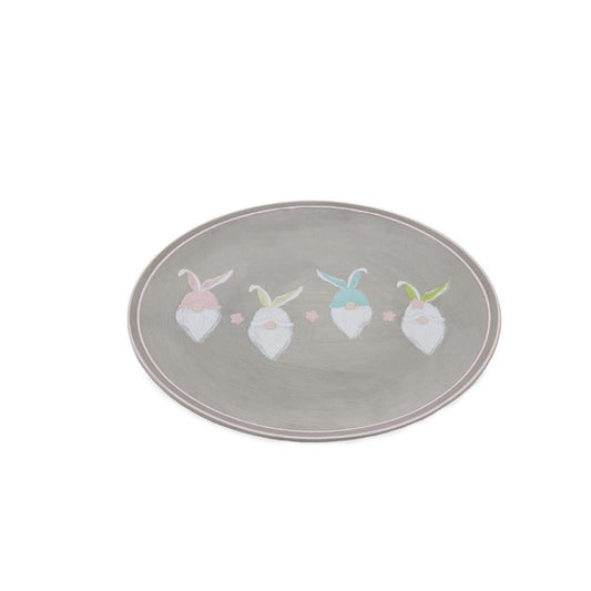 Spring Bunny Gnomes Oval Platter Ceramic Easter