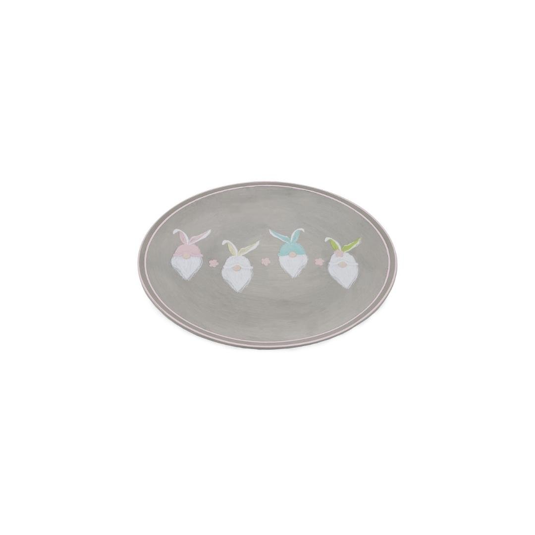 Spring Bunny Gnomes Oval Platter Ceramic Easter