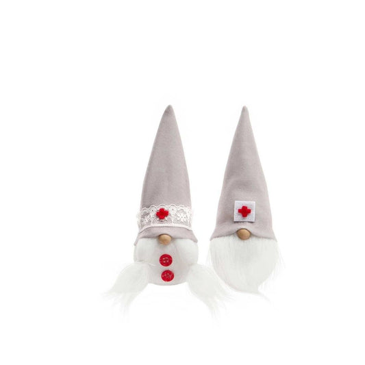 Medical Gnome Couple with Wood Nose 3.5" - Small First Responder, Paramedic, Doctor Gift