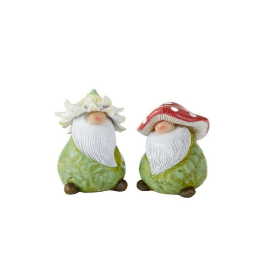 2.2 x 2.8" Resin Garden Hat Gnome - Choose one or both Mushroom or Flower