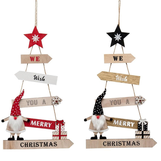 We Wish You A Merry Christmas Gnome Wood Hanging Sign