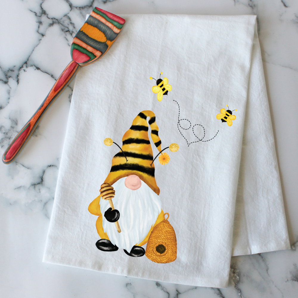 Oversized 27” x 27" Garden Gnome - Kitchen Towel -Hand Printed