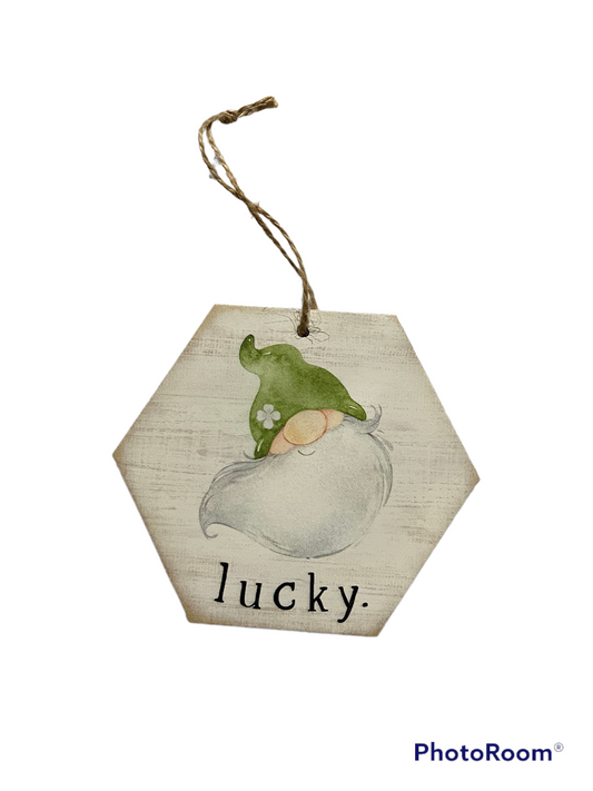 Lucky Gnome wood Ornament