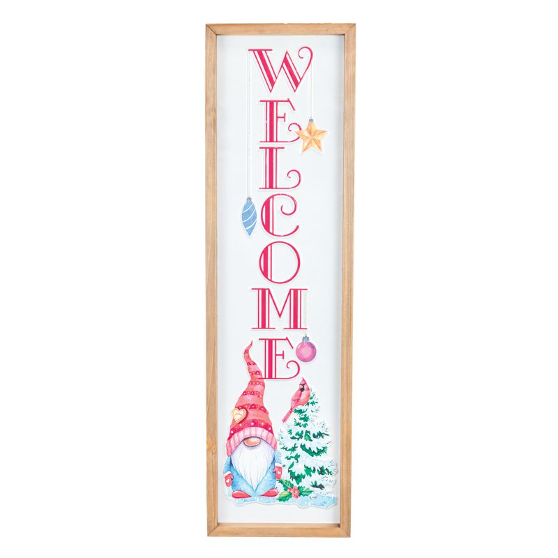 HOLIDAY GNOME OLD FASHIONED TIN WELCOME GNOME VERTICAL SIGN