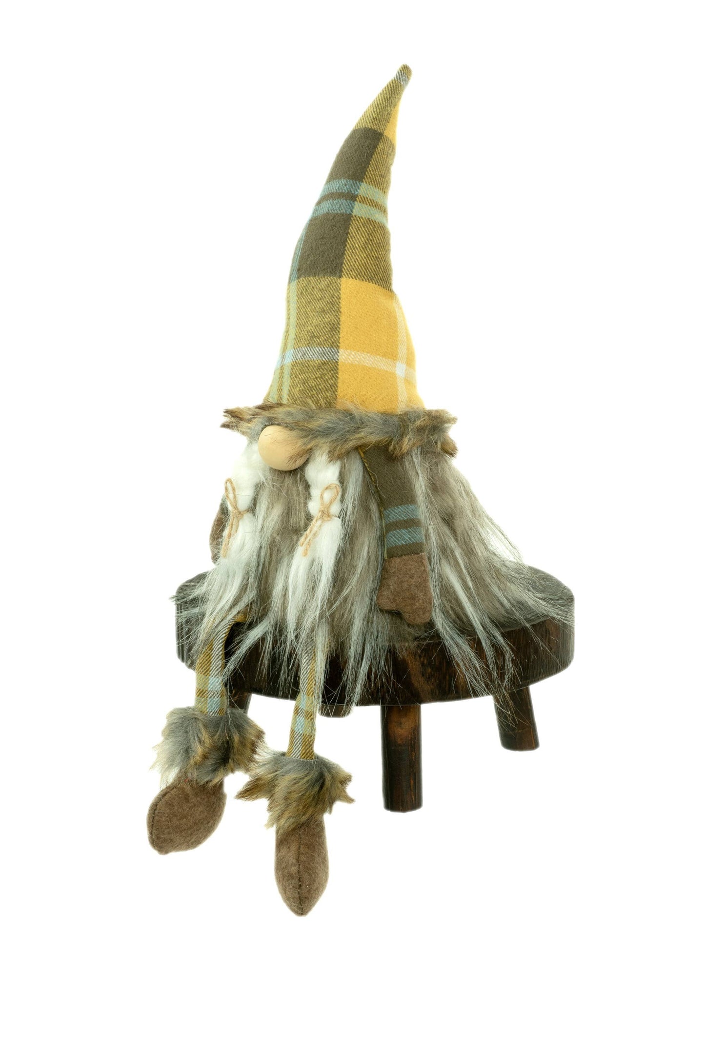 Yellow Plaid Year Round  Sitting Girl Gnome