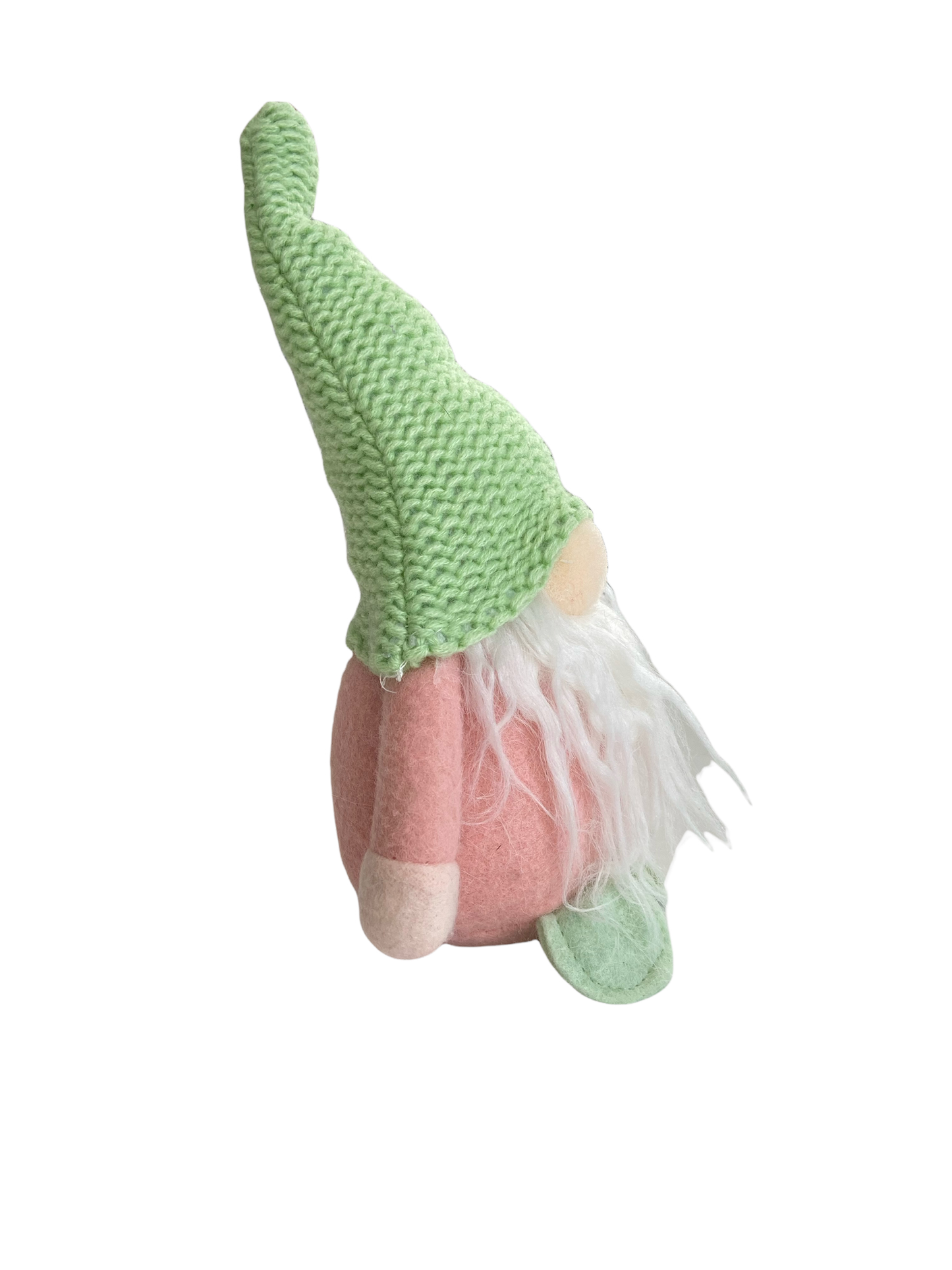 Pink and Green Gnome with Knit Hat