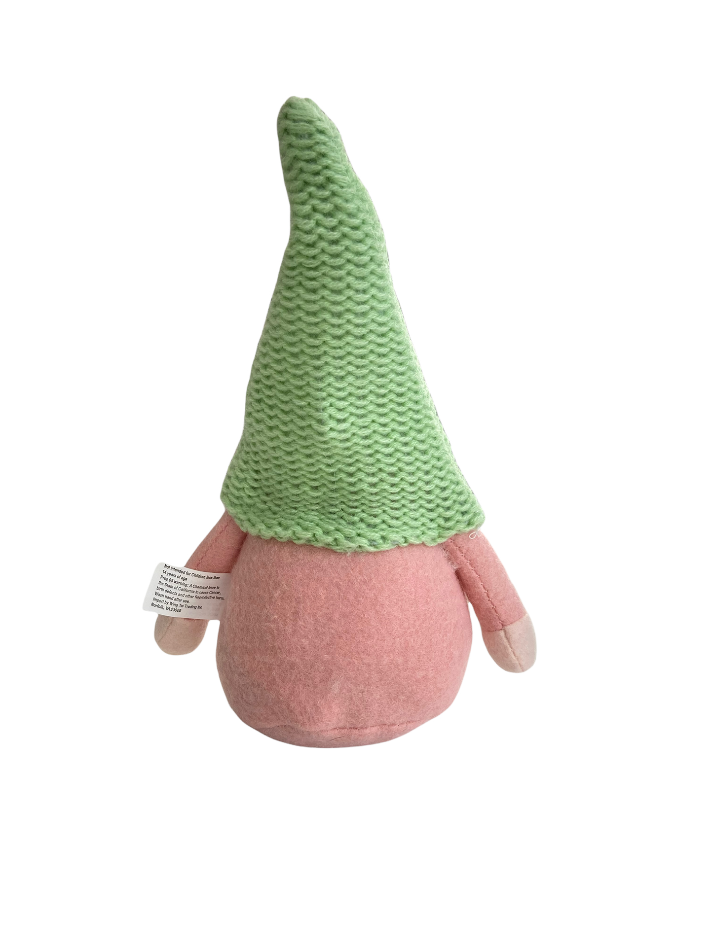 Pink and Green Gnome with Knit Hat