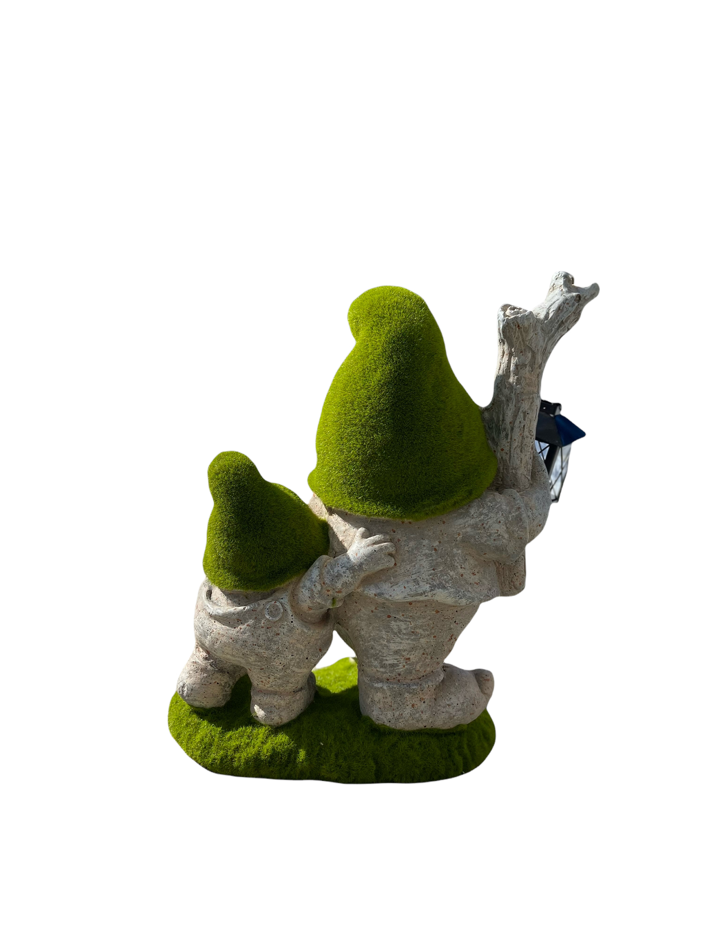 Papa and Son Mossy Garden Resin Metal and Glass Gnome Stander with Tea Light Lantern