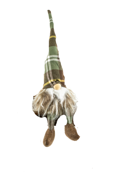Niklaus the Gnome - Shelf Sitter with Dangle Legs Plaid Year Round
