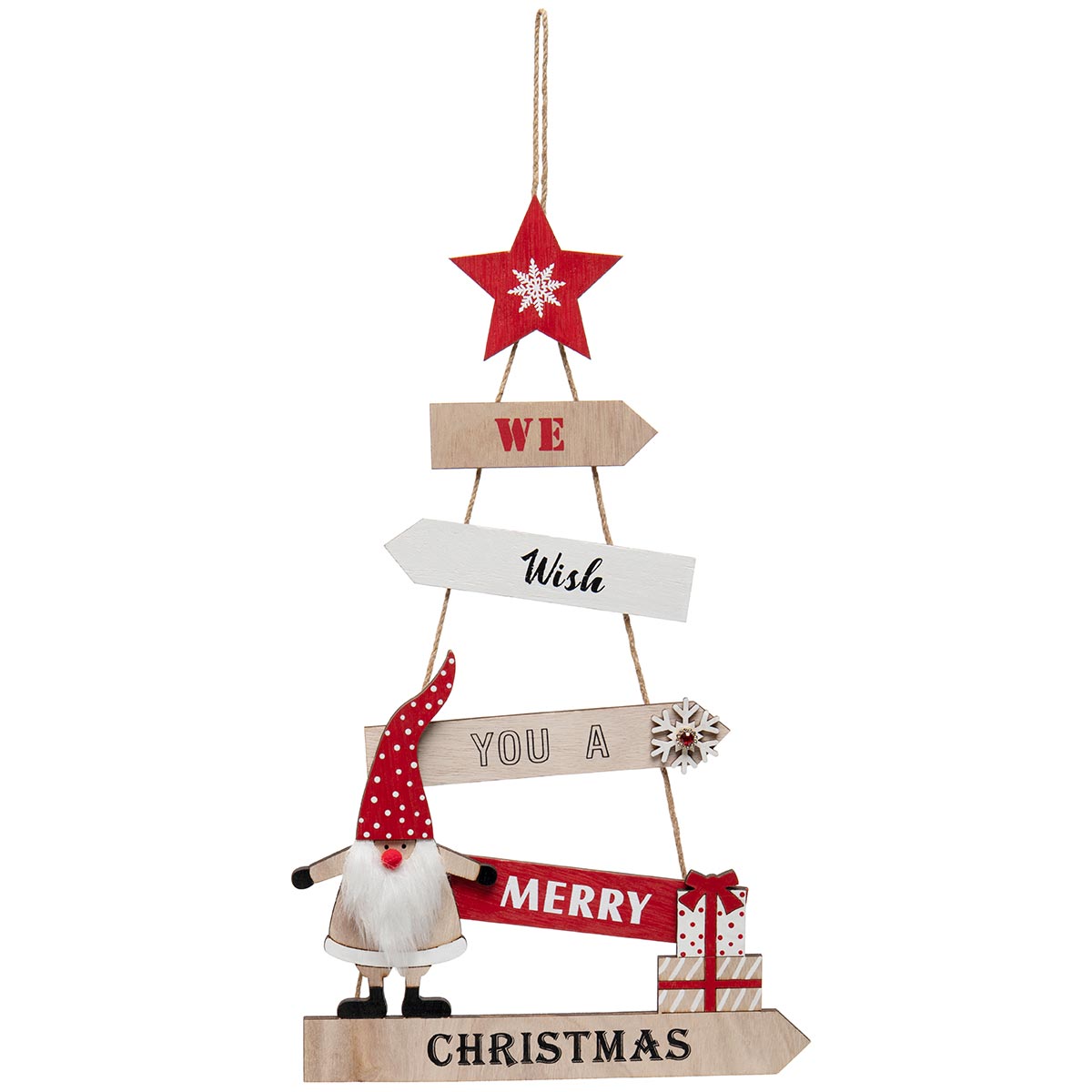 We Wish You A Merry Christmas Gnome Wood Hanging Sign