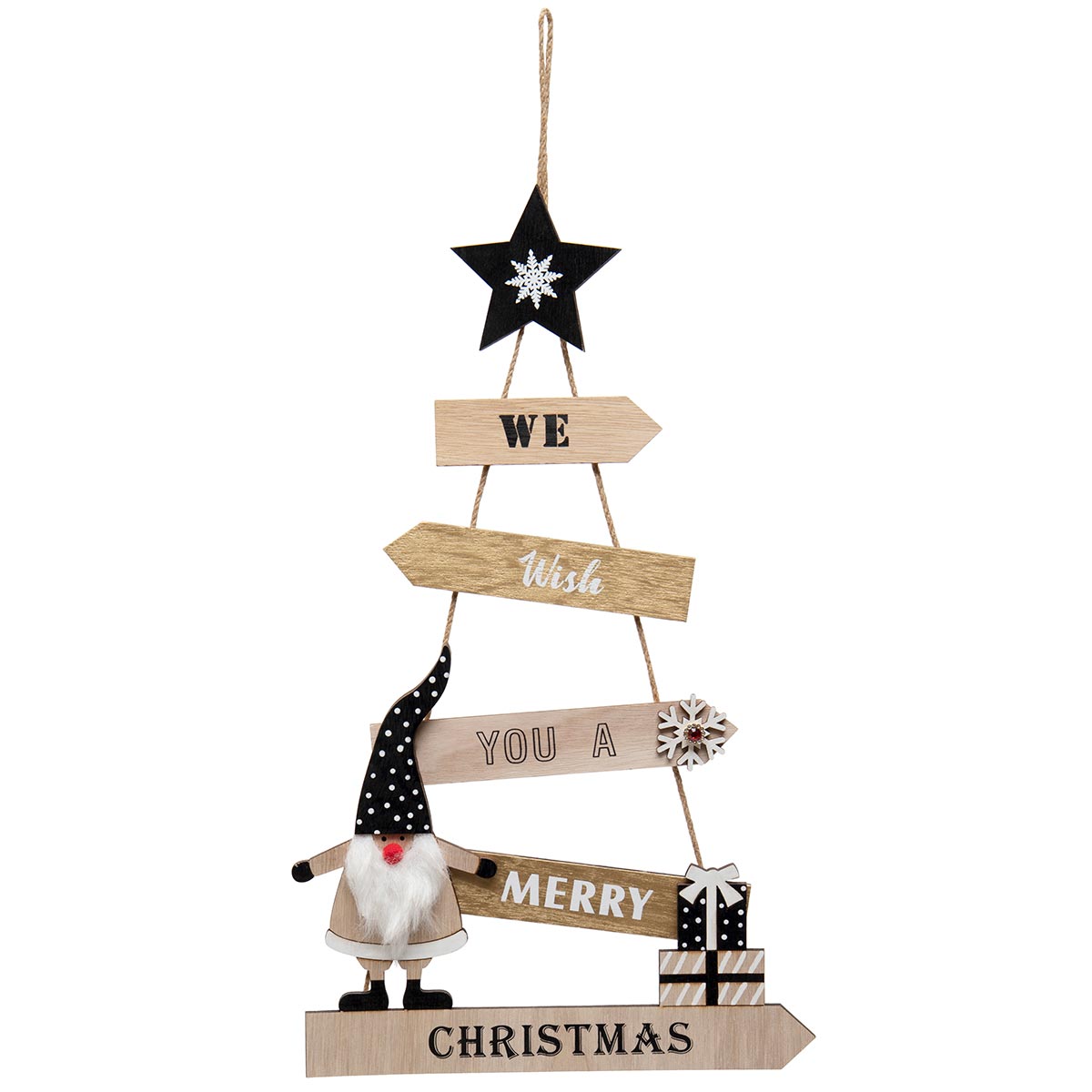 We Wish You A Merry Christmas Gnome Wood Hanging Sign