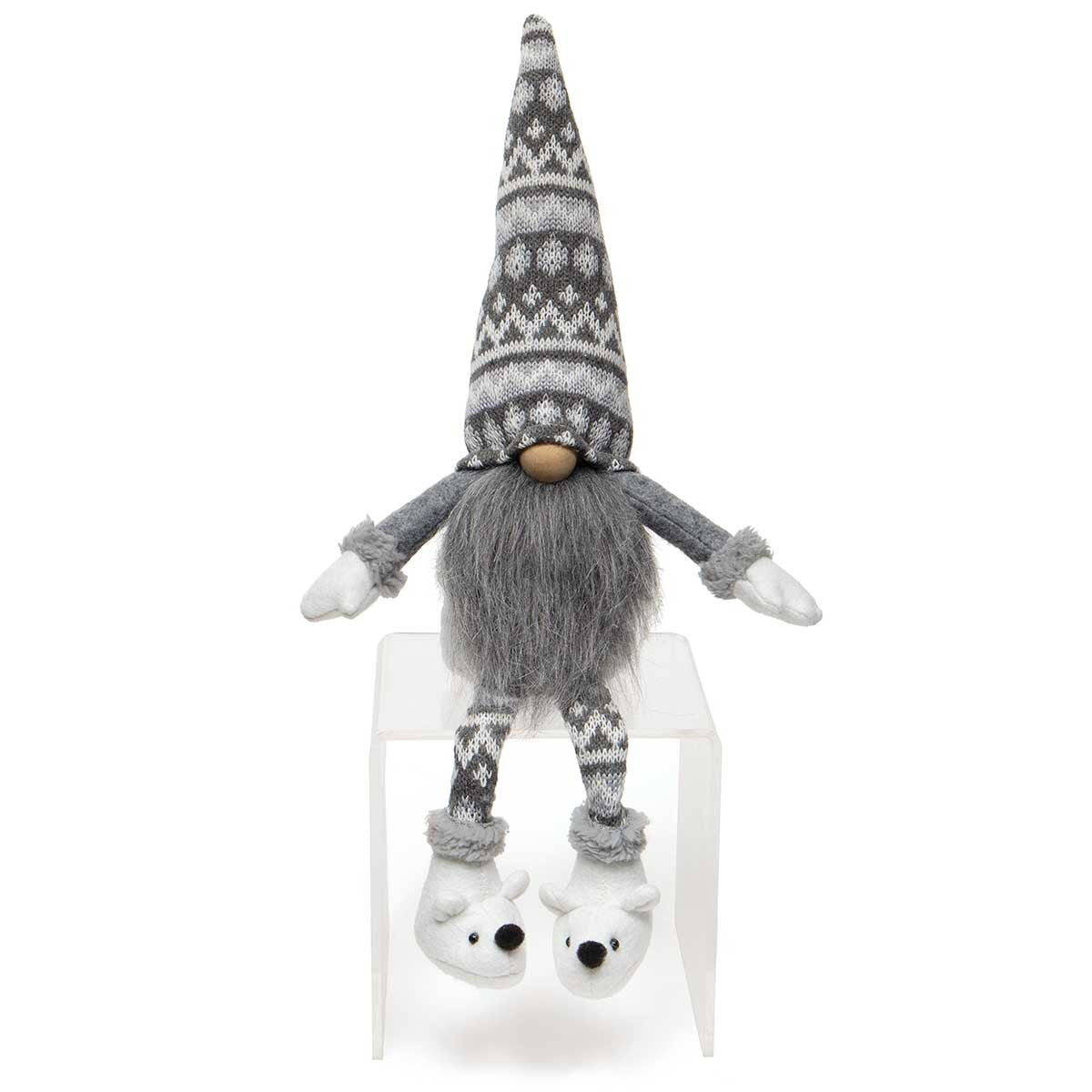 Polar Bear Slipper Gnome with Mittens and the Cutest Hat