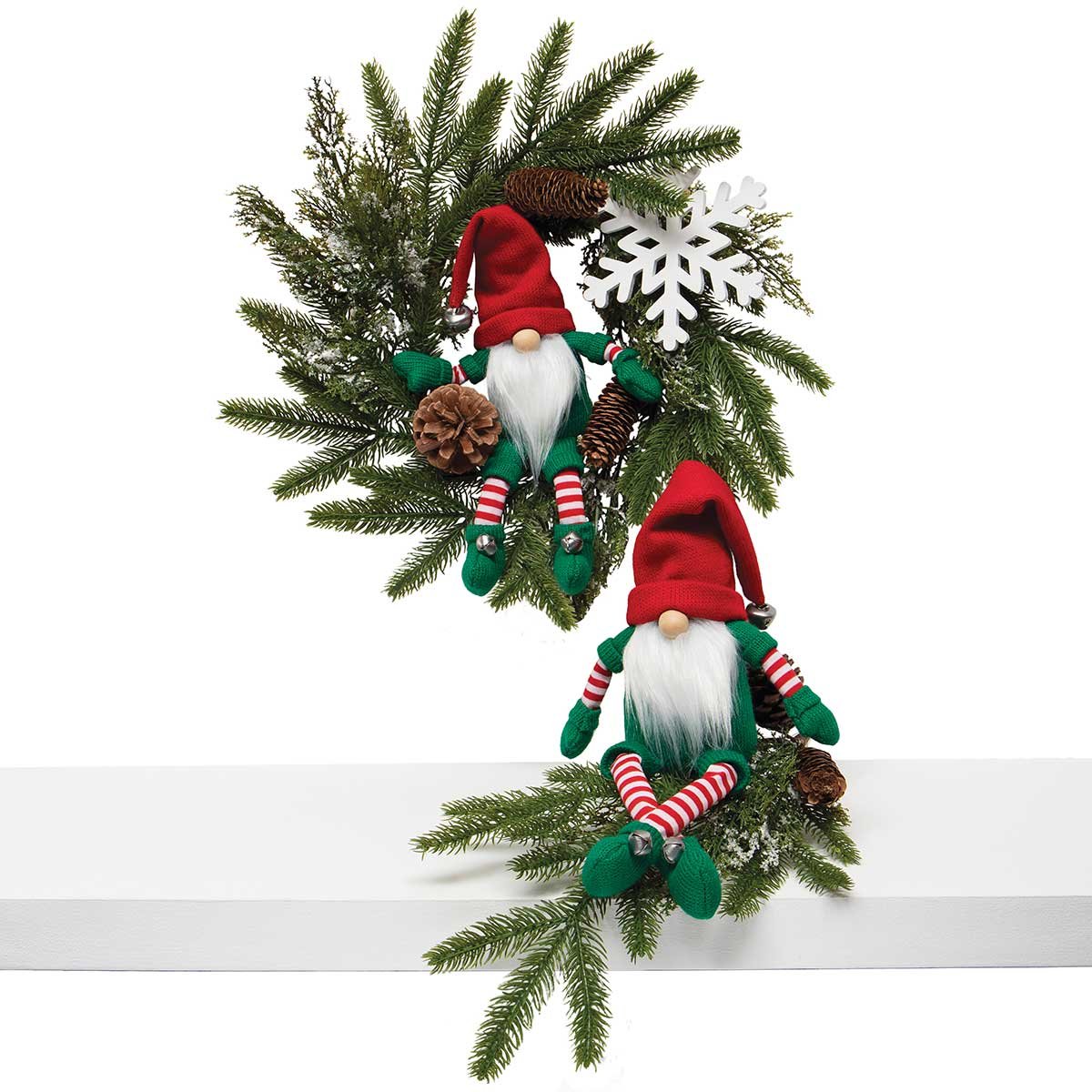 ELF GNOME RED/GREEN WITH JINGLE BELLS, WOOD NOSE