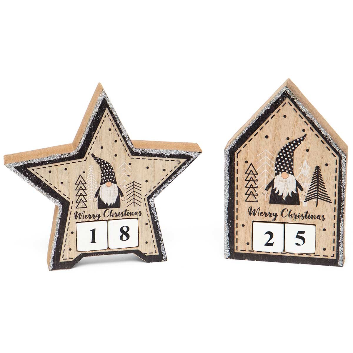 Falala Shelf Sitter Countdown to Christmas Gnome Signs Detailed and Sparkly