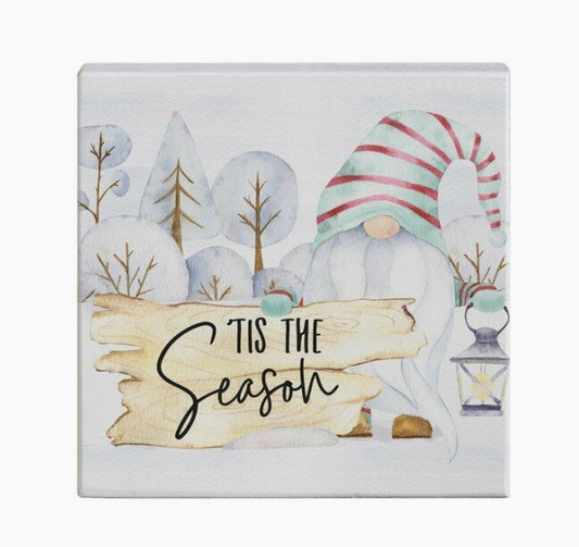 Tis The Season Gnome Block Sign