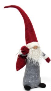 HEAVE AND HO GNOME BURGUNDY/GREY WITH TWINE TIED SACK SANTA GNOME