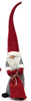 HEAVE AND HO GNOME BURGUNDY/GREY WITH TWINE TIED SACK SANTA GNOME