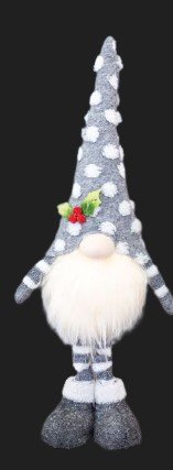 SPRIGHTLY WINTER GNOME STANDER WITH LIGHT-UP BEARD and POLKA DOT HATS WITH HOLLY- Pick from 3 Colors