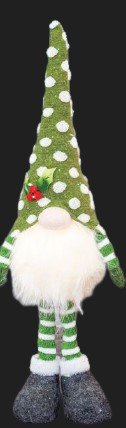 SPRIGHTLY WINTER GNOME STANDER WITH LIGHT-UP BEARD and POLKA DOT HATS WITH HOLLY- Pick from 3 Colors