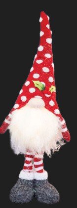 SPRIGHTLY WINTER GNOME STANDER WITH LIGHT-UP BEARD and POLKA DOT HATS WITH HOLLY- Pick from 3 Colors