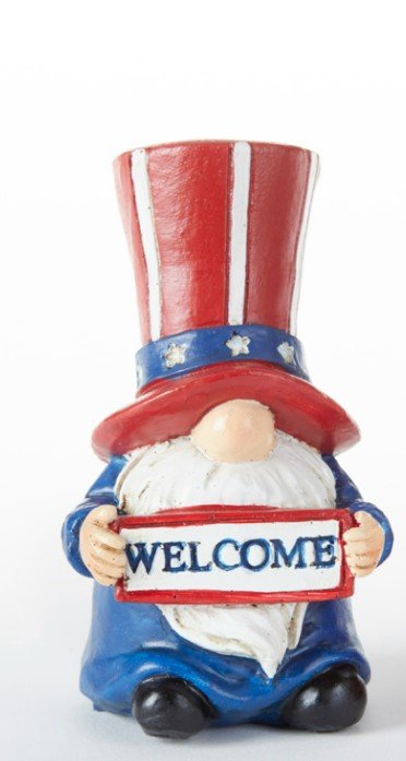 3.6" Resin Standing Americana Gnome - Set of 2 - 4th of July USA
