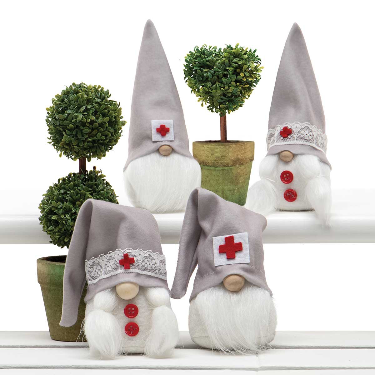 Medical Gnome Couple with Wood Nose 4.25" Large - First Responder, Nurse, Doctor, EMT, Paramedic