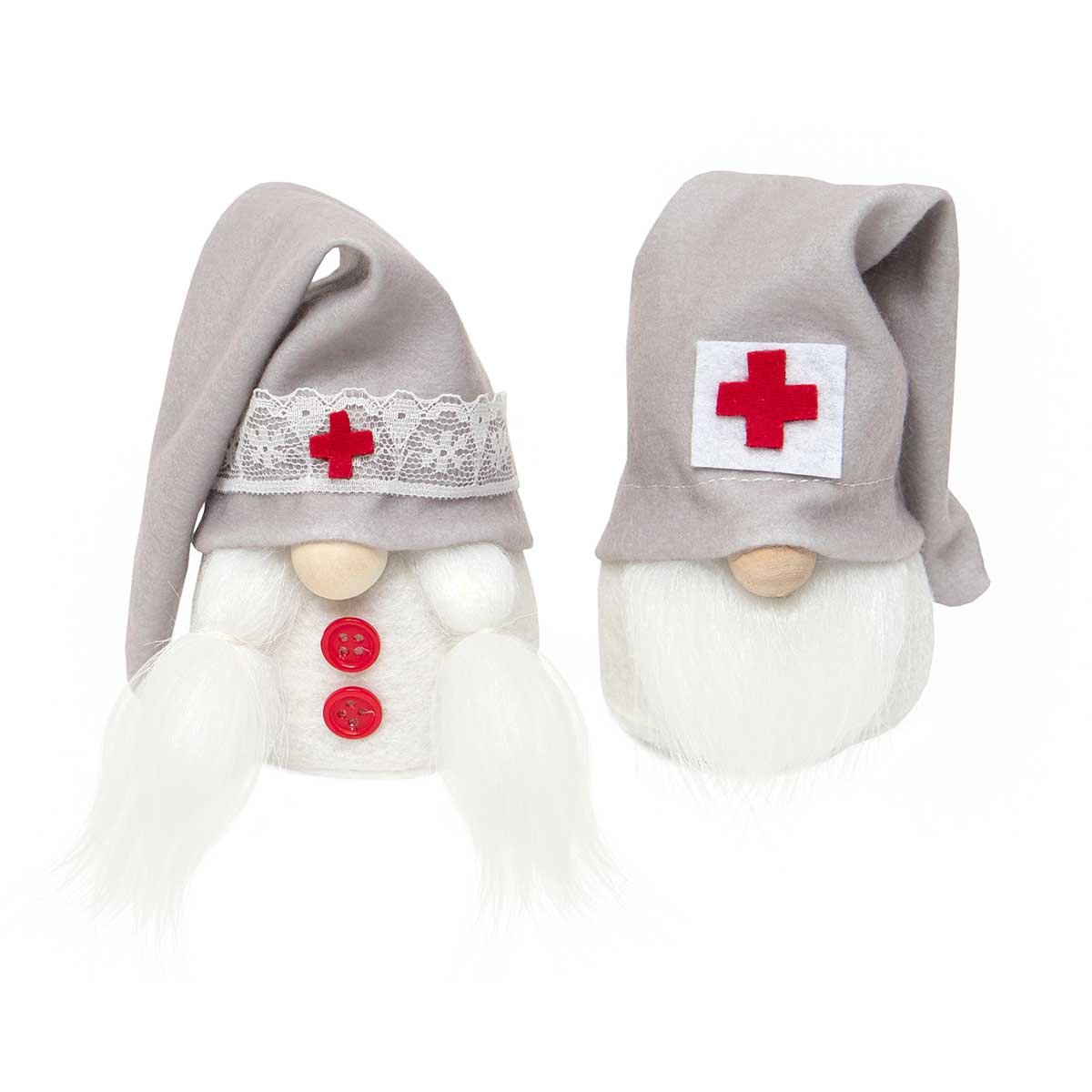 Medical Gnome Couple with Wood Nose 4.25" Large - First Responder, Nurse, Doctor, EMT, Paramedic