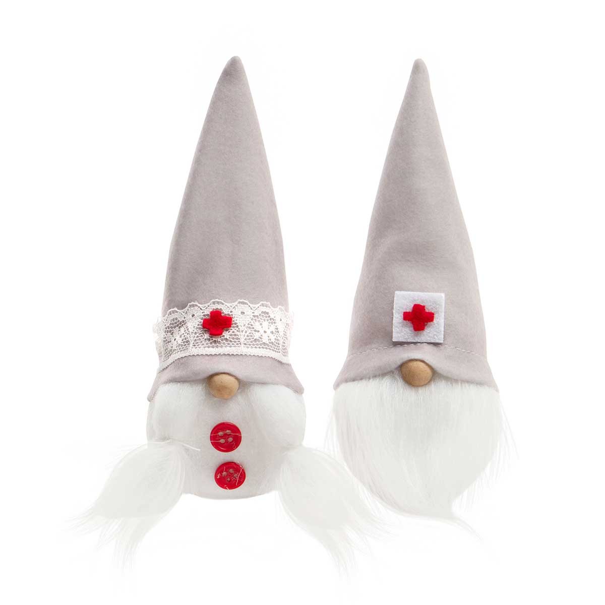 Medical Gnome Couple with Wood Nose 3.5" - Small First Responder, Paramedic, Doctor Gift