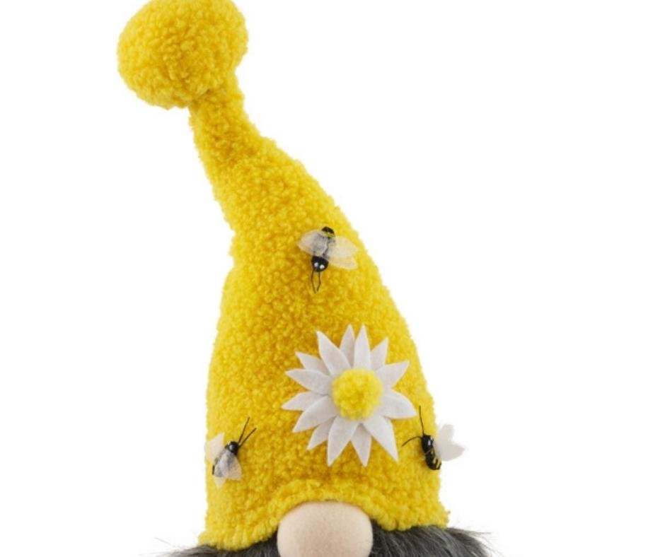 HOPPER HONEY BEE GNOME WITH RAIN BOOTS AND DAISY HAT