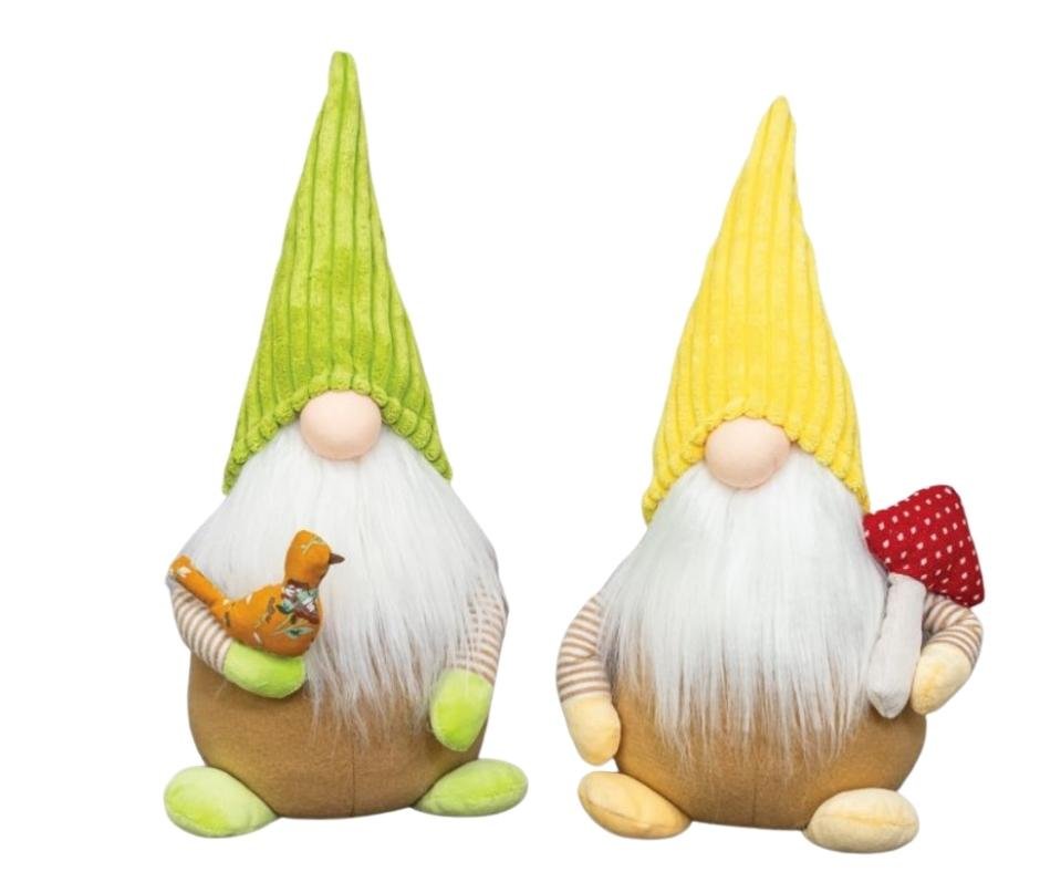 Spring Time Gnomes With Bird or Mushroom-  Pick one or Both Yellow or Green