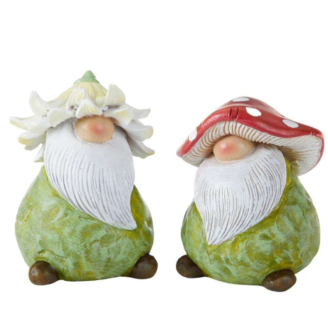 2.2 x 2.8" Resin Garden Hat Gnome - Choose one or both Mushroom or Flower