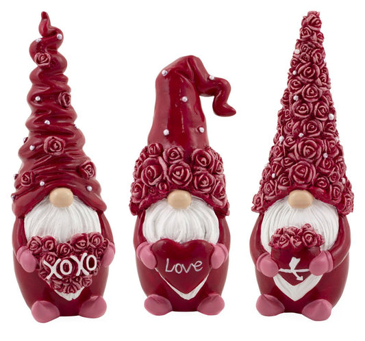 Rose Love Valentines Gnomes with Flowers - Set of 3