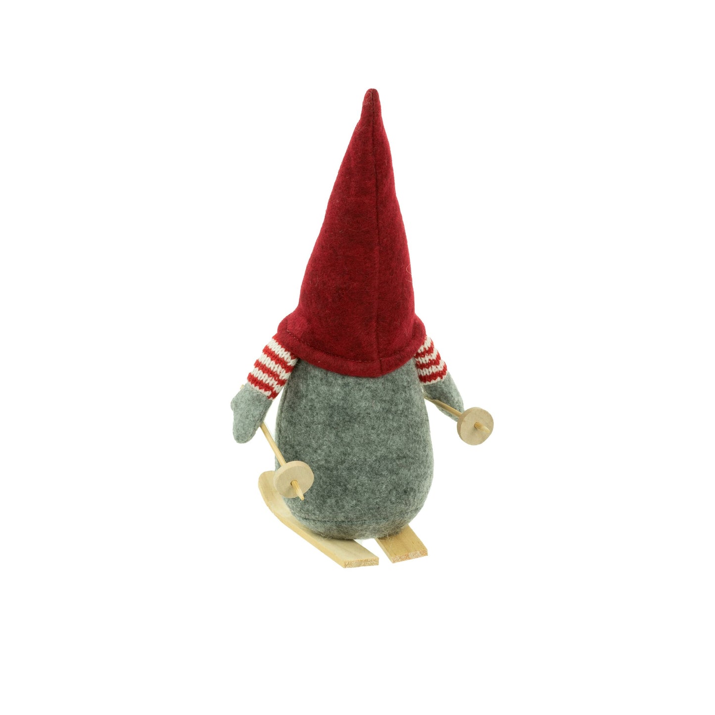 Rollo The Heart Hat Ski Gnome with Striped Sleeves, Skis and Poles