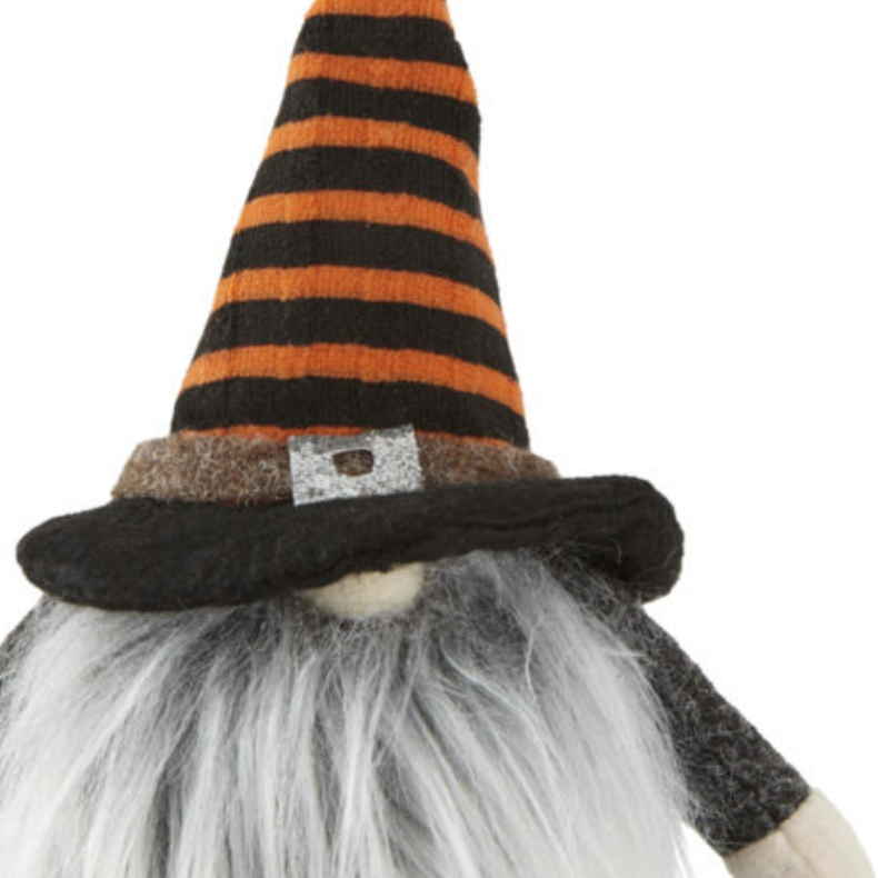 Shelf Sitting Witch Gnome with Bat Hat