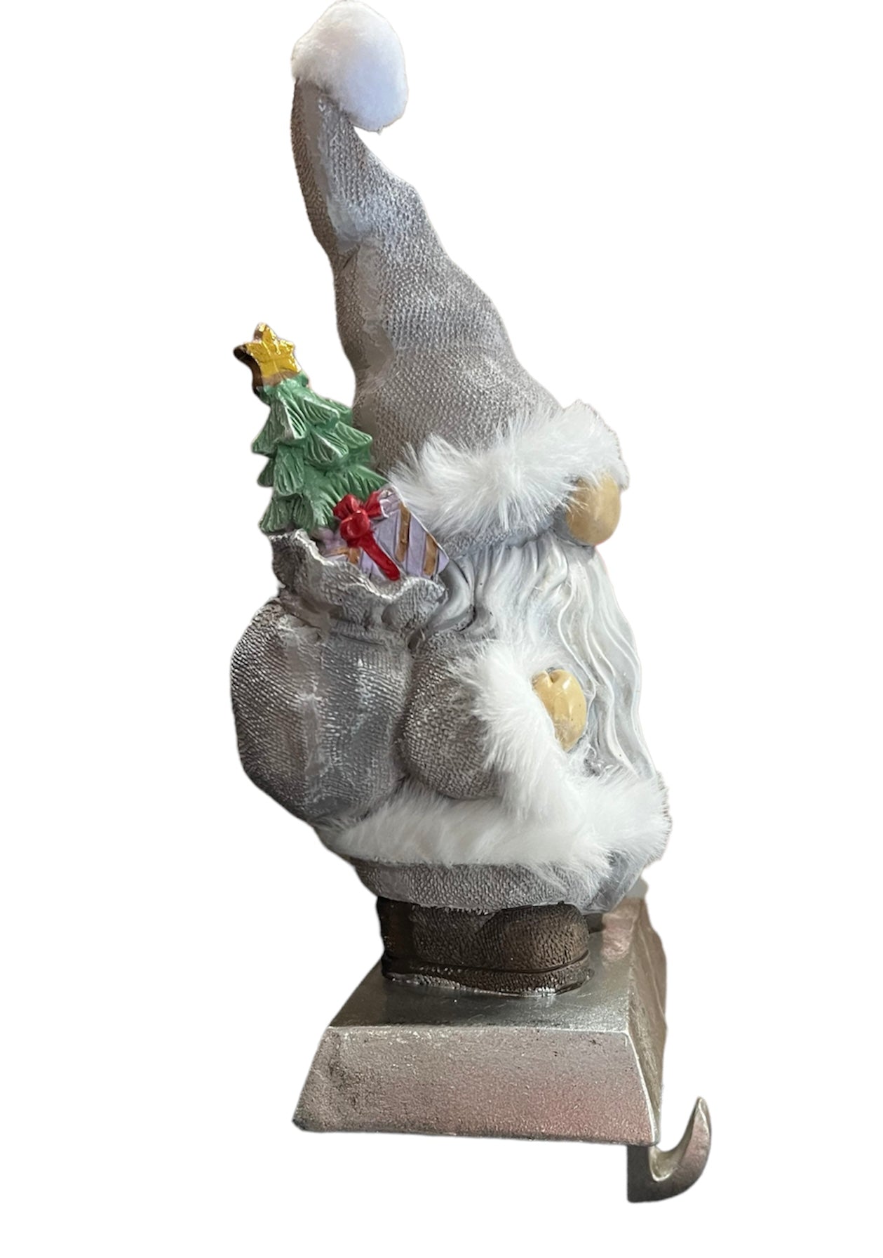 Santa Gnome Christmas Stocking Holder holding Gift sack