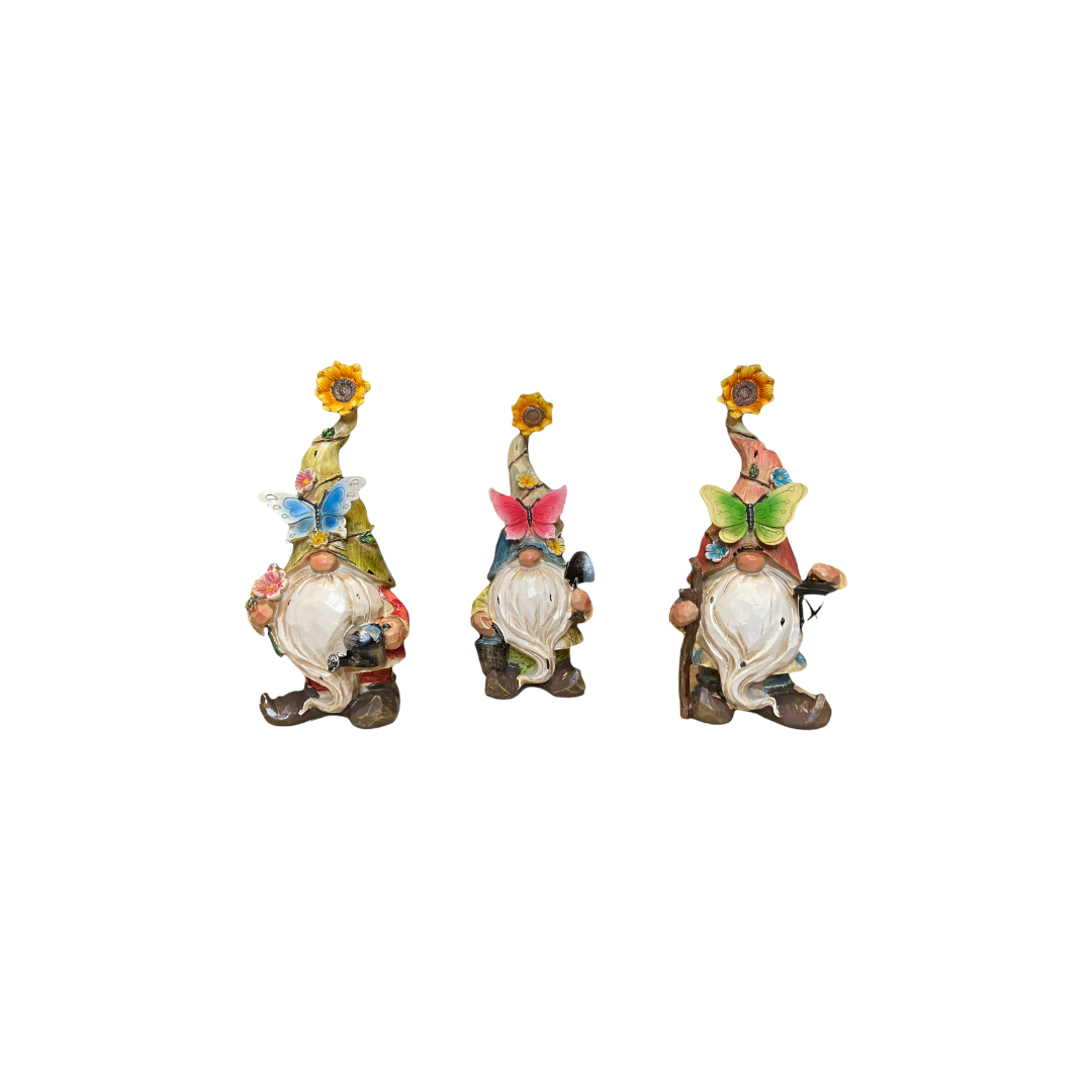 Medium Resin Wood Look Spring Garden Gnomes - Pick One
